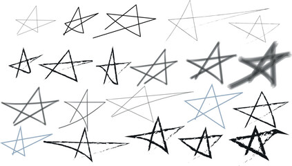 Star-shaped hand scribbles, in various shapes and sizes, allow them to be used as icons or symbols or simply as a complement to your design.