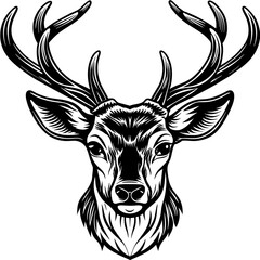 head of a deer vector, black head of a deer silhouette vector illustration,icon,svg,deer characters,Holiday t shirt,Hand drawn trendy Vector illustration,Face deer on black background