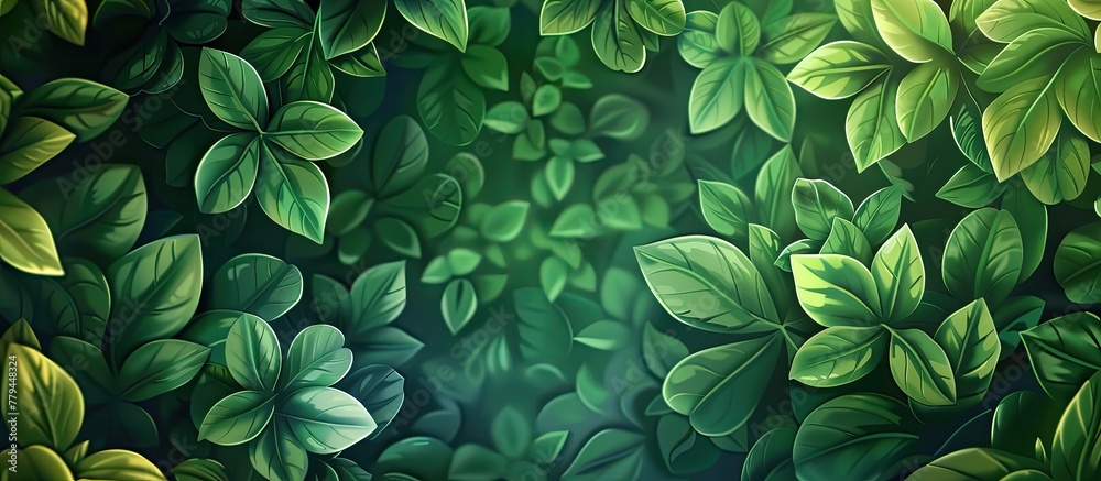 Sticker a lush carpet of green leaves spread across the dark background, creating a beautiful contrast. this