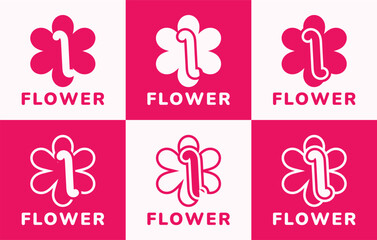 Set of letter I pink flower logo. This logo combines letters and pink flower shapes. Suitable for flower shops, flower farms, flower accessories shops and the like.