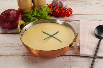 Gourmet cheese soup in the bowl
