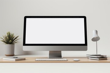 Monitor with blank white screen for your text or image
