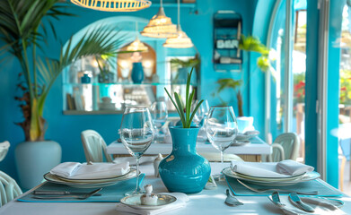 Mediterranean-Inspired Table Setting in Light Blue Hues