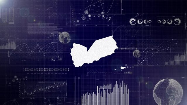 Yemen Country Corporate Background With Abstract Elements Of Data analysis charts I Showcasing Data analysis technological Video with globe,Growth,Graphs,Statistic Data of Yemen Country