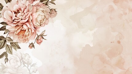 A delicate and elegant design with peonies and roses perfect for a wedding invitation  AI generated illustration