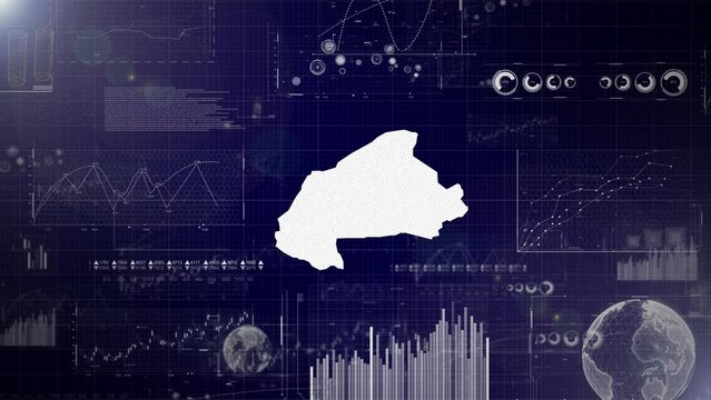 Burkina Faso Country Corporate Background With Abstract Elements Of Data analysis charts I Showcasing Data analysis technological Video with globe,Growth,Graphs,Statistic Data of Burkina Faso Country