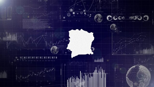 Ivory Coast Country Corporate Background With Abstract Elements Of Data analysis charts I Showcasing Data analysis technological Video with globe,Growth,Graphs,Statistic Data of Côte d'Ivoire Country