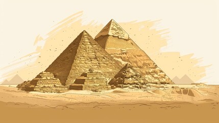 A detailed drawing of an Egyptian pyramid  AI generated illustration