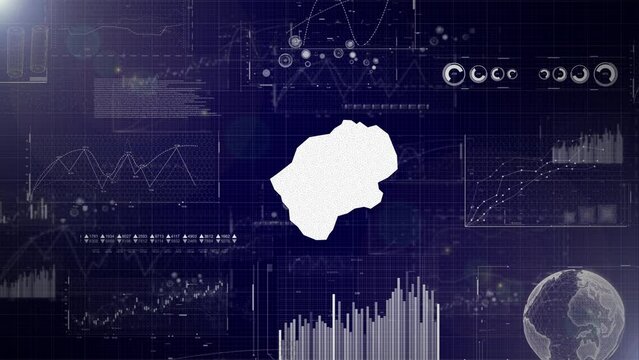 Lesotho Country Corporate Background With Abstract Elements Of Data analysis charts I Showcasing Data analysis technological Video with globe,Growth,Graphs,Statistic Data of Lesotho Country