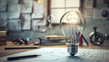 Imagine the light bulb emoji representing innovation and creative ideas illuminating a brainsto Generative AI