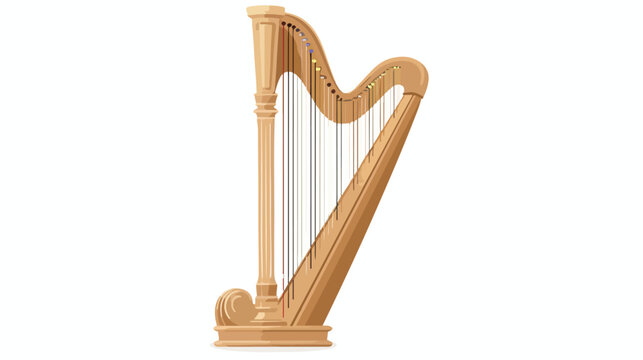 Harp on a white background music instrument. flat vector