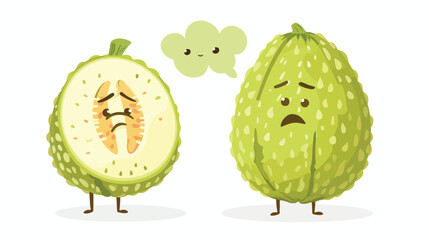 Honeydew melon scare with thought bubble cartoon.  - obrazy, fototapety, plakaty