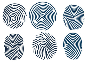 set black and white fingerprint vector - obrazy, fototapety, plakaty