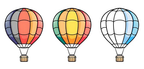 Cute hot air balloon cartoon coloring page