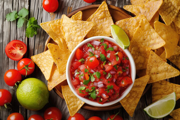 Mexican tomato salsa with nachos