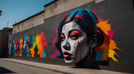 World of Street Art where vibrant and captivating mura .Generative AI - obrazy, fototapety, plakaty