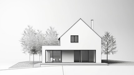 A minimalist drawing of a geometric house  AI generated illustration - obrazy, fototapety, plakaty