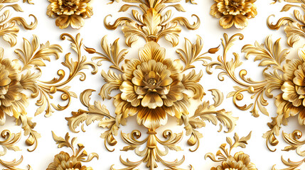 Golden baroque ornament on white background Antique style, generative Ai