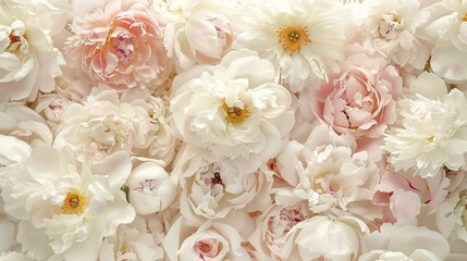 A modern and fresh take on floral art featuring peonies and roses in a soft color palette  AI generated illustration