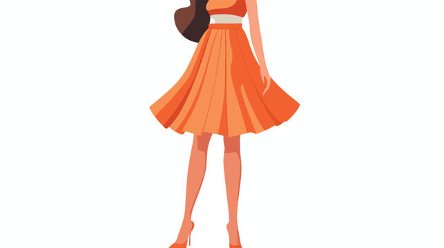 Orange skirt icon cartoon vector. Mini woman.