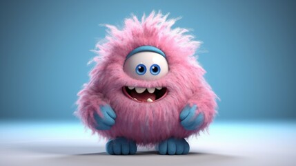 Funny pink furry monster
