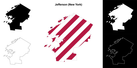 Jefferson County (New York) outline map set