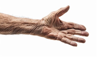 Persons hand with dirty hands on white background