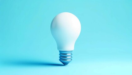 Energy-Efficient Light Bulb on Blue Background generative AI