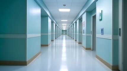 Interior of an empty hospital corridor