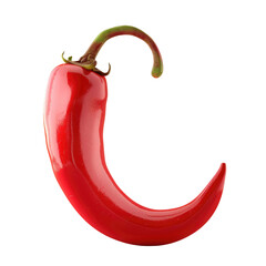 Red chili pepper with green stem on Transparent Background