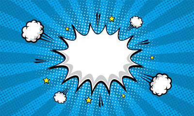 Abstract comic art in blue background