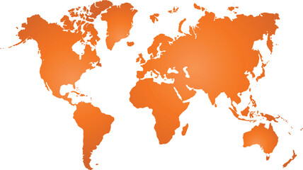  orange world map, vector abstract illustration, world map template with continents
