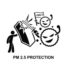 Dust PM 2.5 protection icon. Air pollution isolated on background vector illustration.