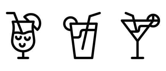 Cocktail icon or logo isolated sign symbol vector illustration - high-quality black style vector icons