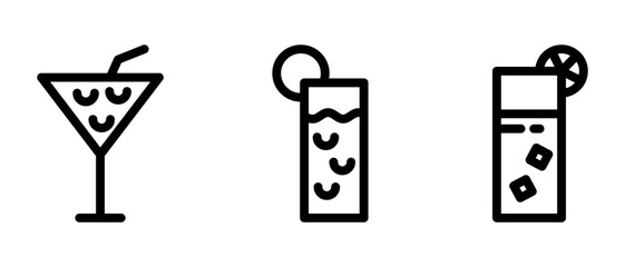 Cocktail icon or logo isolated sign symbol vector illustration - high-quality black style vector icons
