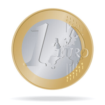 1 EURO coin drawn in vector style on a white background