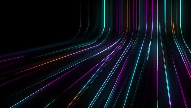 Colorful neon laser lines abstract glowing background. Seamless looping technology motion design. Video animation Ultra HD 4K 3840x2160