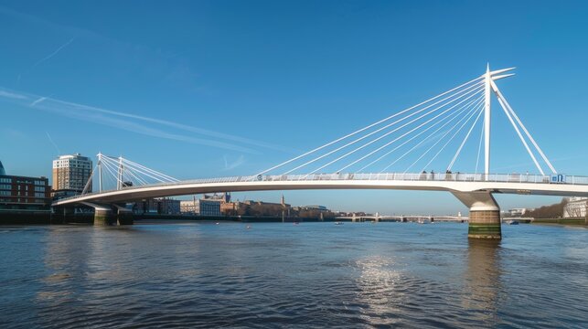 A sleek and modern bridge spanning a wide river  AI generated illustration