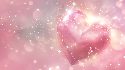 Dreamy Pink Heart with Sparkles and Bokeh Effect for Valentine's Day - obrazy, fototapety, plakaty