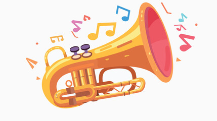 Singing tuba in the shape funny cartoon flat vector isolated