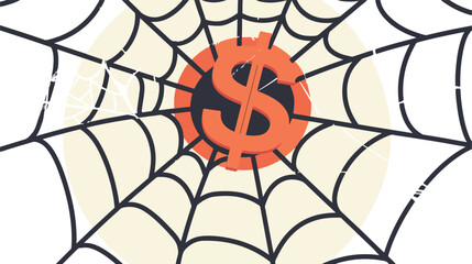 Spiderweb with dollar sign trapped illustration vector