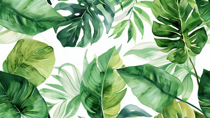  Lush tropical leaves pattern. - obrazy, fototapety, plakaty