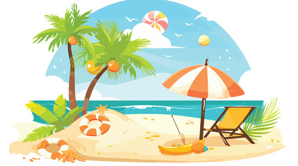 Summer Beach Vacation Set Sand Tropical Holiday Banner