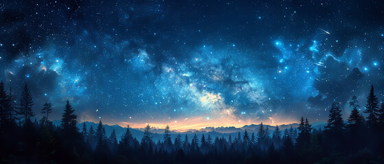 A night sky in the forest - obrazy, fototapety, plakaty