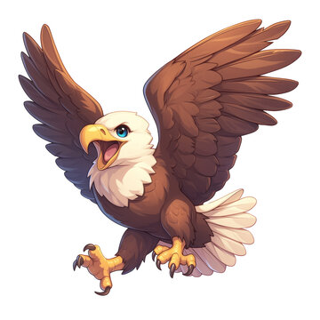 cartoon eagle looking isolated on white
