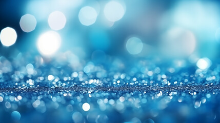blue glitter bokeh background.  Shiny Blue Glitter In Abstract Defocused Background