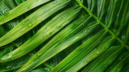Background of green tropical leaves