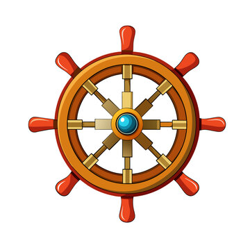 recommend clip art: steering wheel. An old wooden ship's rudder for steering on the sea. Pirate steering wheel