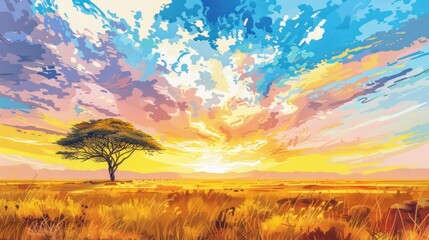 Art illustration jungle in african