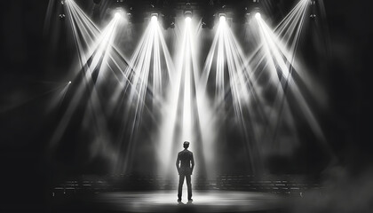 Icon of an actor performing in a live theater production when suddenly the stage lights flicker a...